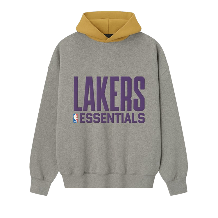 Fear of God Essentials x NBA Lakers Sport Hoodie 'Concrete Heather/Canyon'