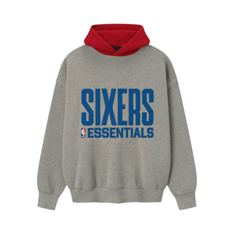 Fear of God Essentials Sixers Sport Hoodie 'Concrete Heather/ Red'
