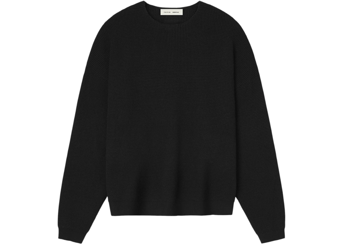 Fear of God Essentials Waffle Crewneck Sweater Jet Black