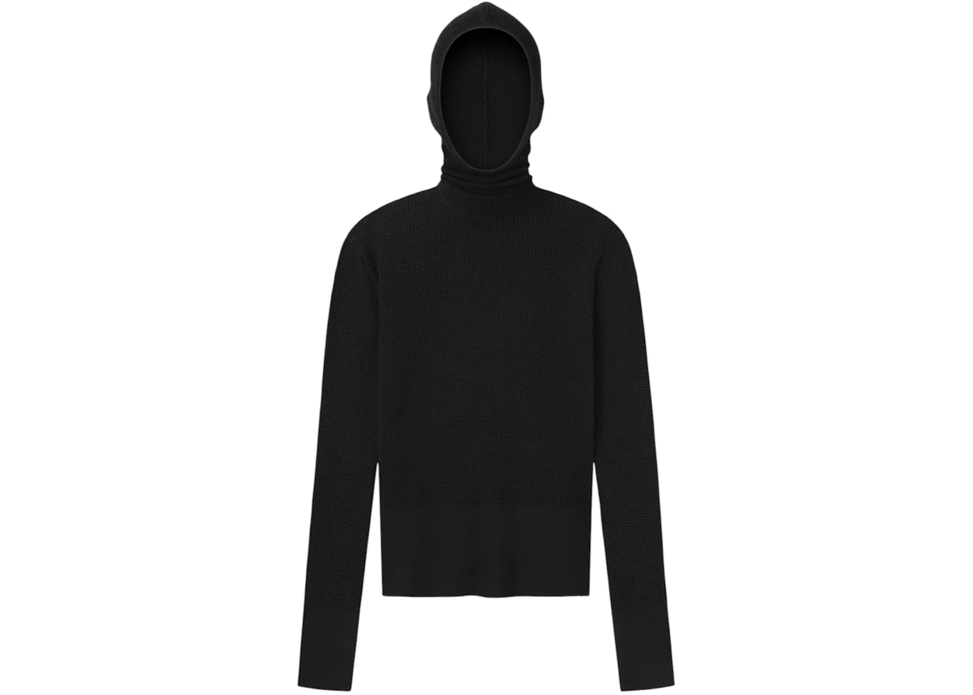 Fear of God Essentials Womens Waffle Long Sleeve Hoodie Jet Black