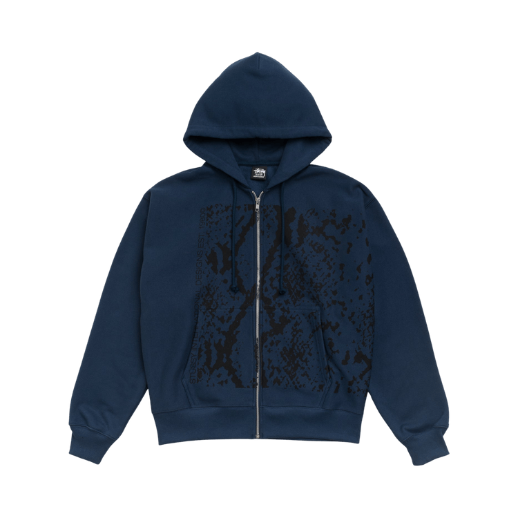 Stussy Snakeskin Zip Hoodie 'Navy'