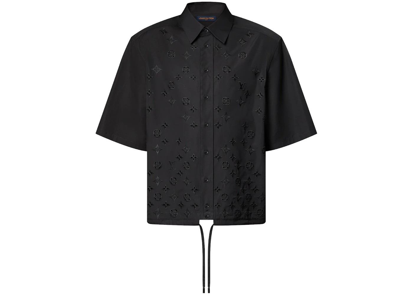 Louis Vuitton Monogram Flowers Embroidered Short-Sleeved Shirt Black