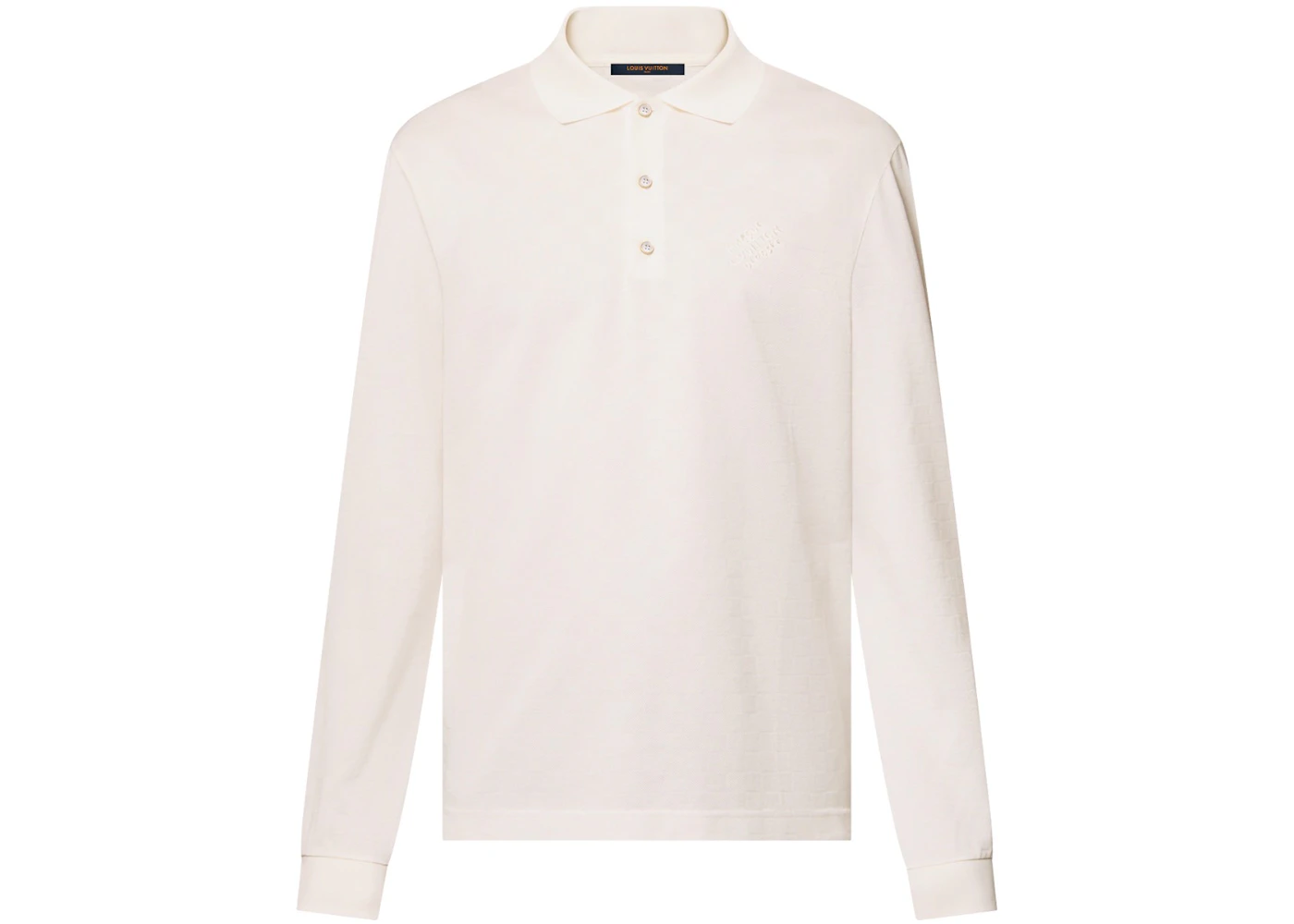Louis Vuitton Damier Signature Long-Sleeved Polo Shirt Milky White