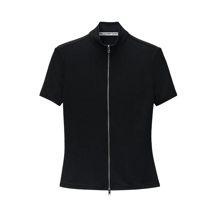 Alexander Wang Mock Neck Short-Sleeve Rashguard Top 'Black'