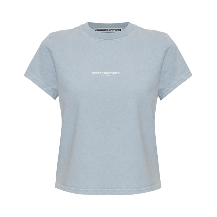 Alexander Wang Shrunken Short-Sleeve Logo Print Tee 'Washed Sky'
