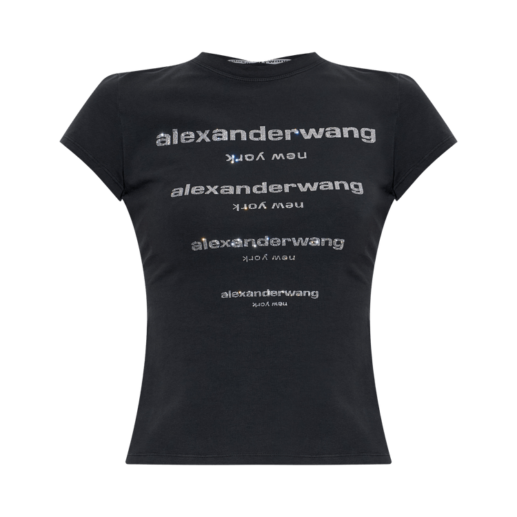 Alexander Wang Hotfix Gradient Logo Fitted Tee 'Washed Black'