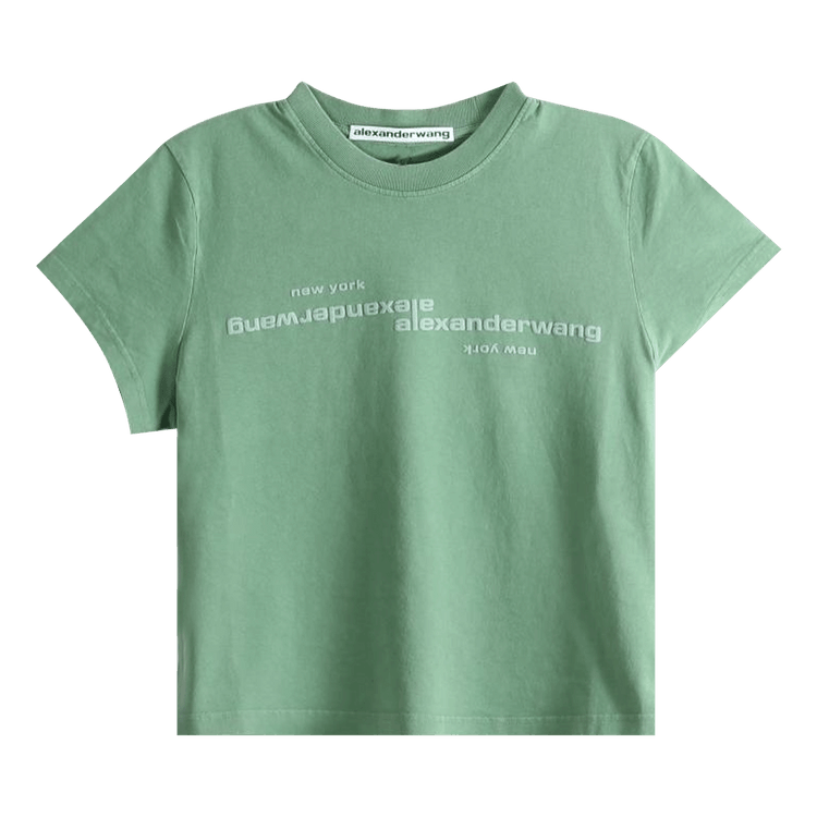 Alexander Wang Mirrored Logo Print Shrunken Tee 'Washed Sage'