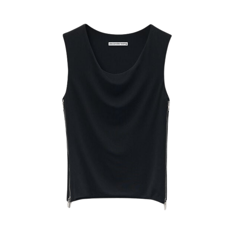 Alexander Wang Zipper Detail Cowl Neck Tank 'Black'