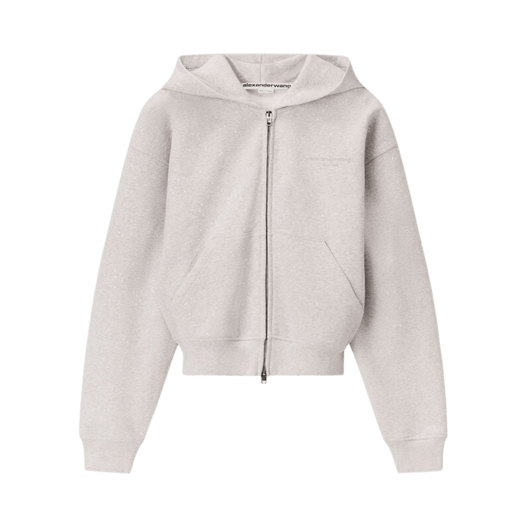 Alexander Wang Allover Hotfix Zip-Up Hoodie 'Light Heather Grey'
