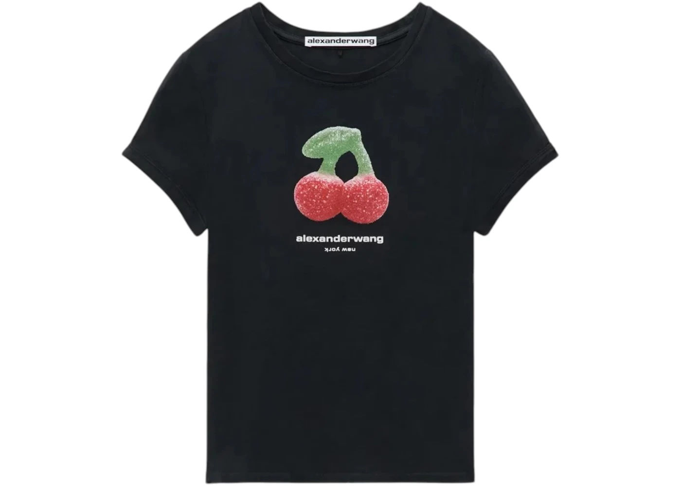 Alexander Wang Women's Cher Ry Graphic Fitted Ringer Tee Washed Black