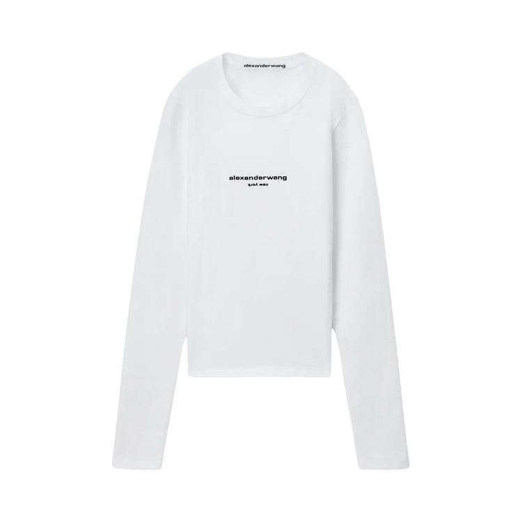 Alexander Wang Logo Print Fitted Long-Sleeve Tee 'White'