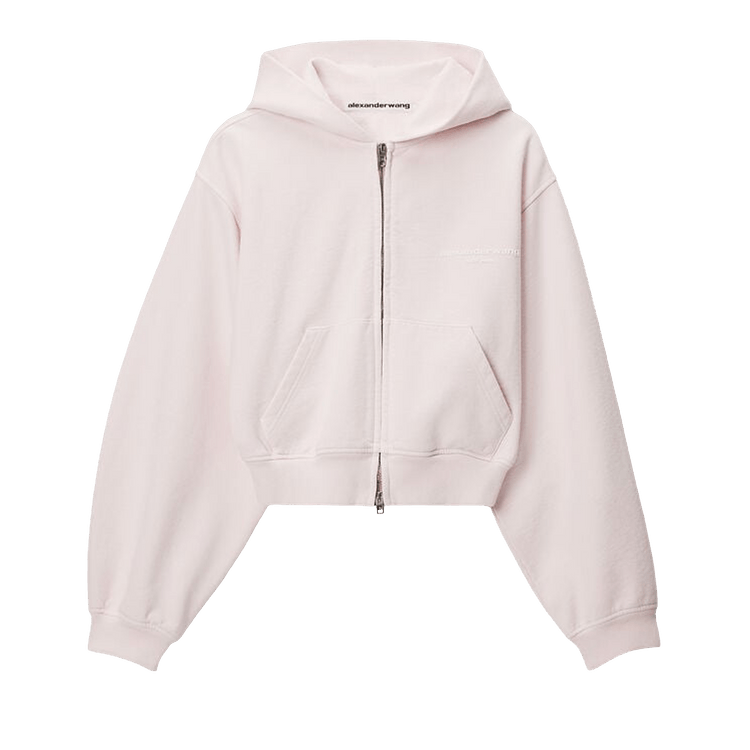 Alexander Wang Logo Print Zip-Up Hoodie 'Washed Light Pink'