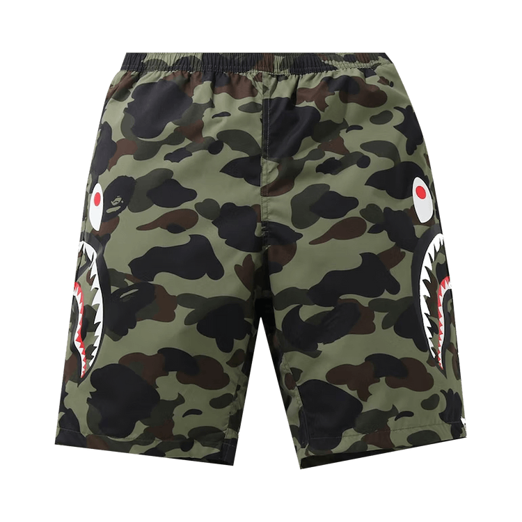 BAPE 1st Camo Side Shark Beach Shorts 'Green'