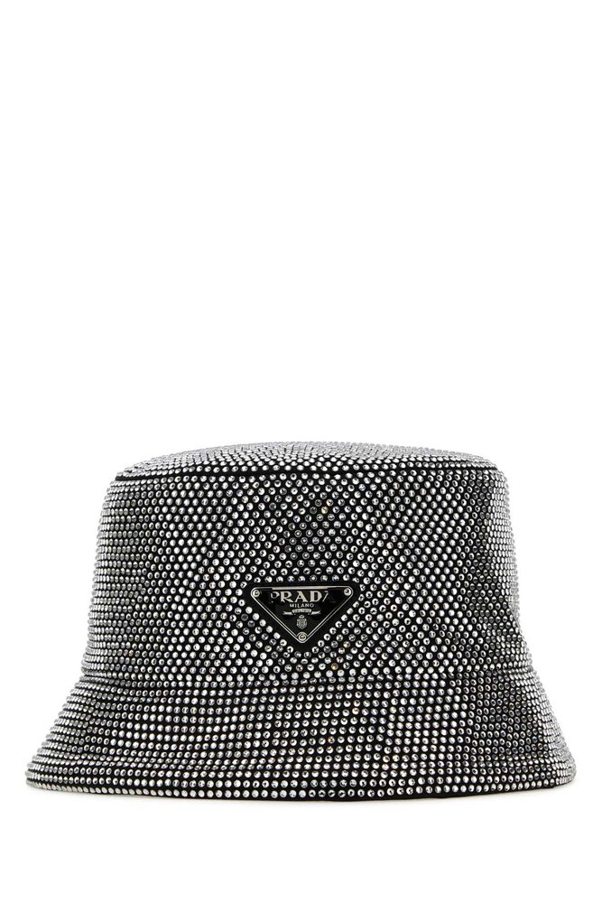 Prada Embellished Logo Plaque Bucket Hat
