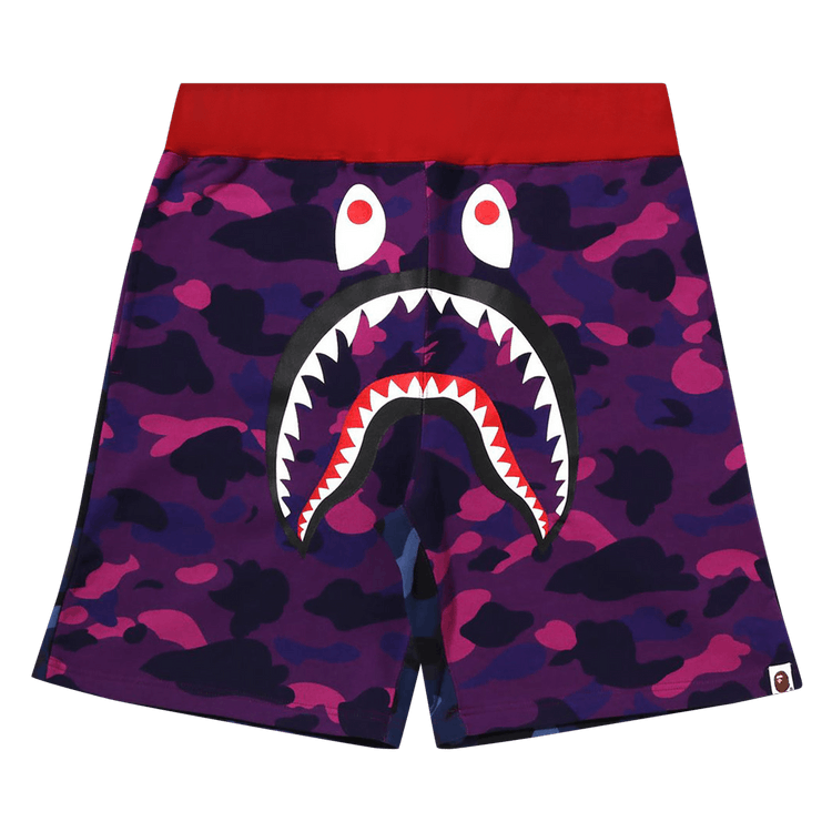BAPE Crazy Camo Shark Sweat Shorts 'Purple'