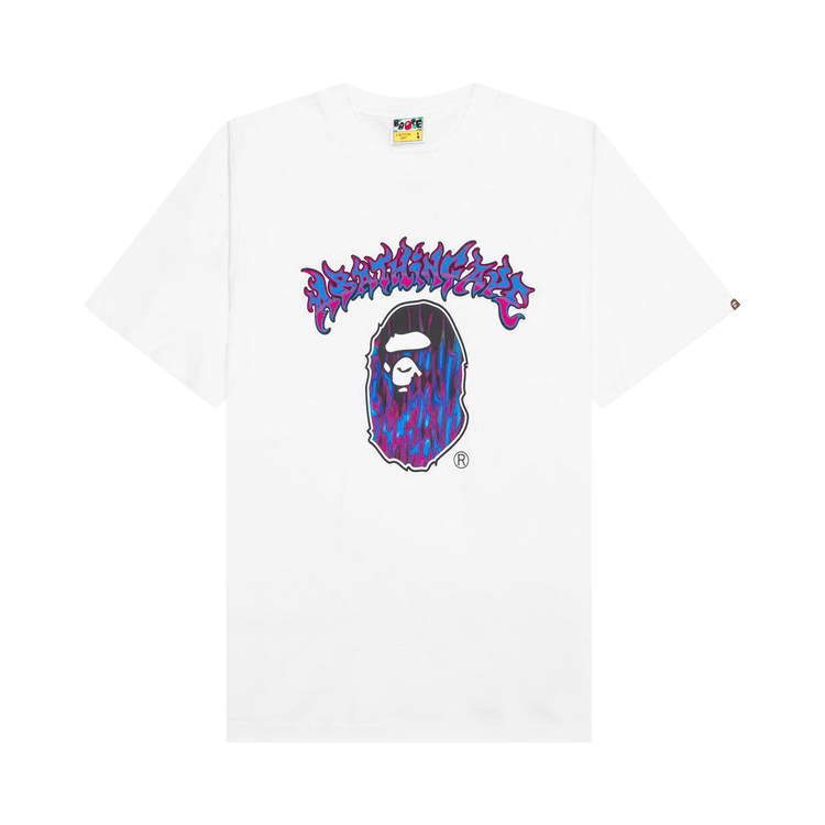 BAPE Mad Flame Ape Head Tee 'White'
