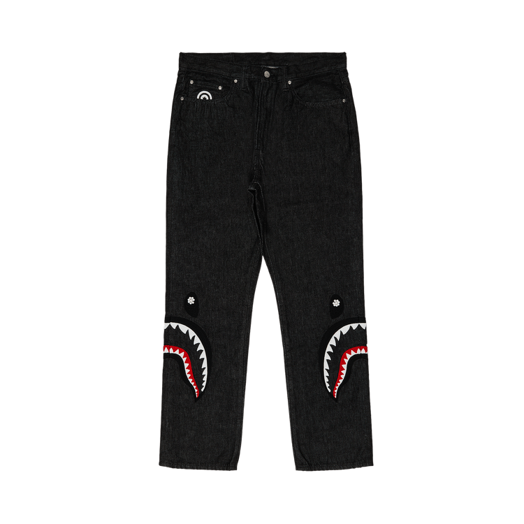 GOAT Exclusive BAPE Pearl Shark Relaxed Fit Denim Pants 'Black'