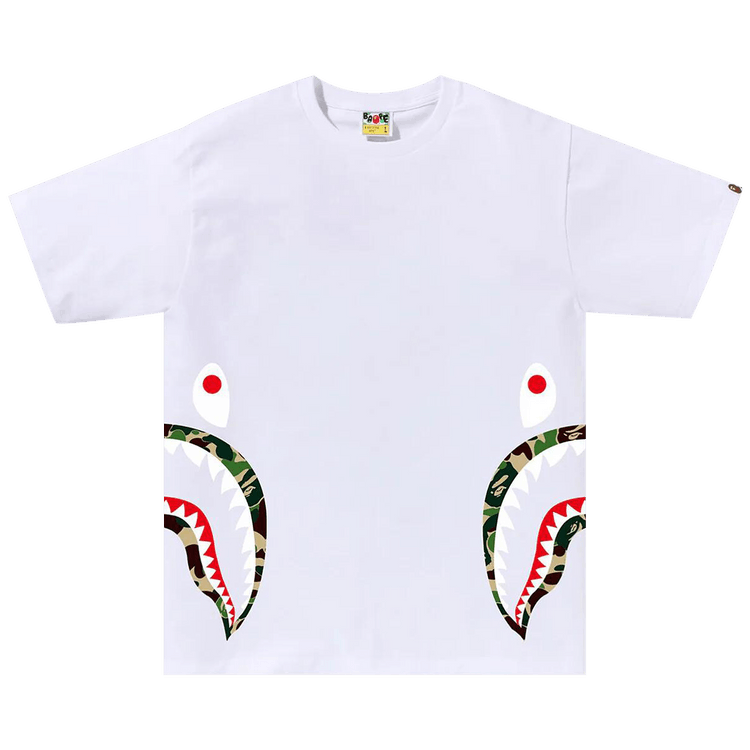 BAPE ABC Camo Side Shark Tee 'White/Green'