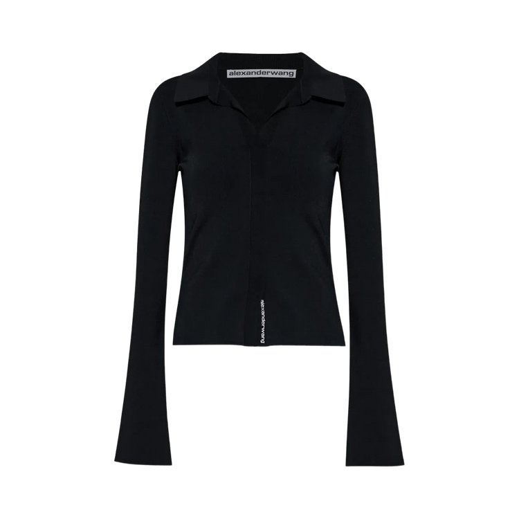 Alexander Wang Long-Sleeve Fixed Placket Polo 'Black'