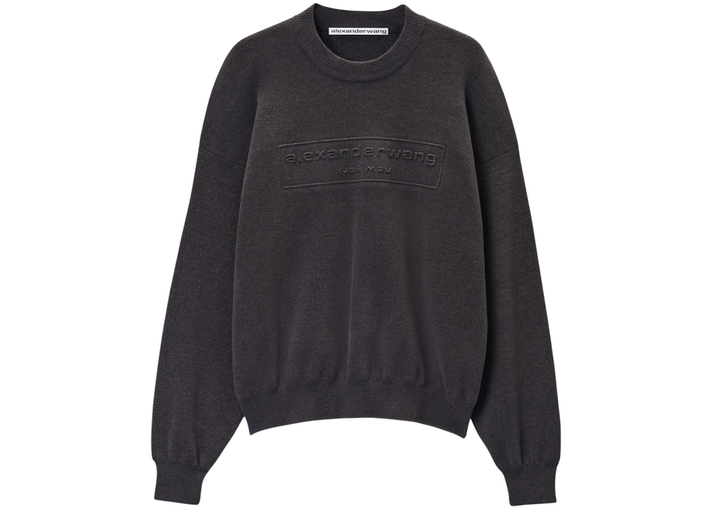 Alexander Wang Embossed Logo Ribbed Pullover Grey