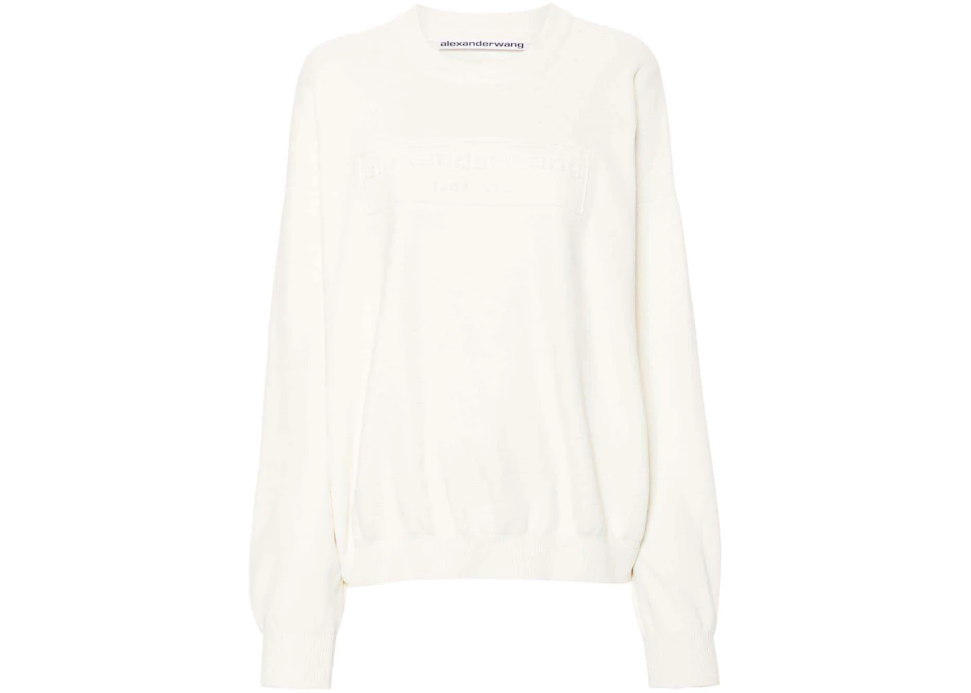 Alexander Wang Embossed Logo Ribbed Pullover Soft White