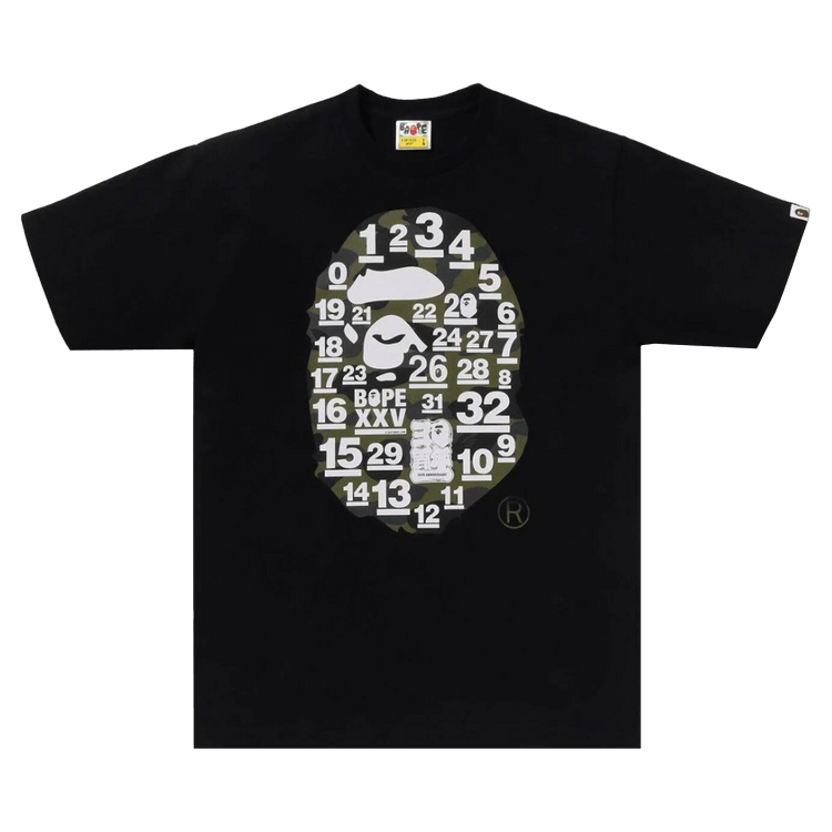 BAPE A Bathing Ape 32nd Anniversary 1st Camo Big Ape Head Tee 'Black/Green'