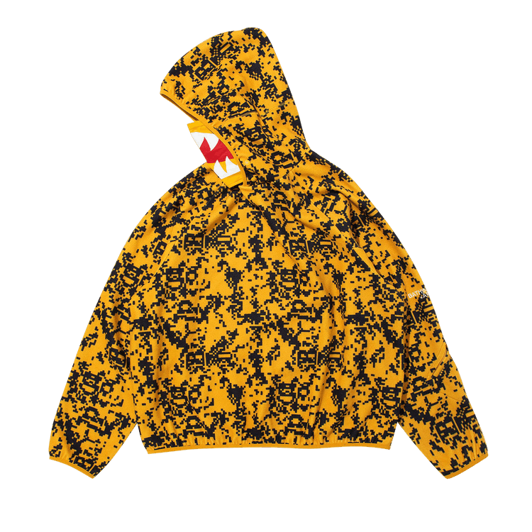 BAPE x Kazuki Pixelate Camo Shark Relaxed Fit Pullover Hoodie 'Yellow'