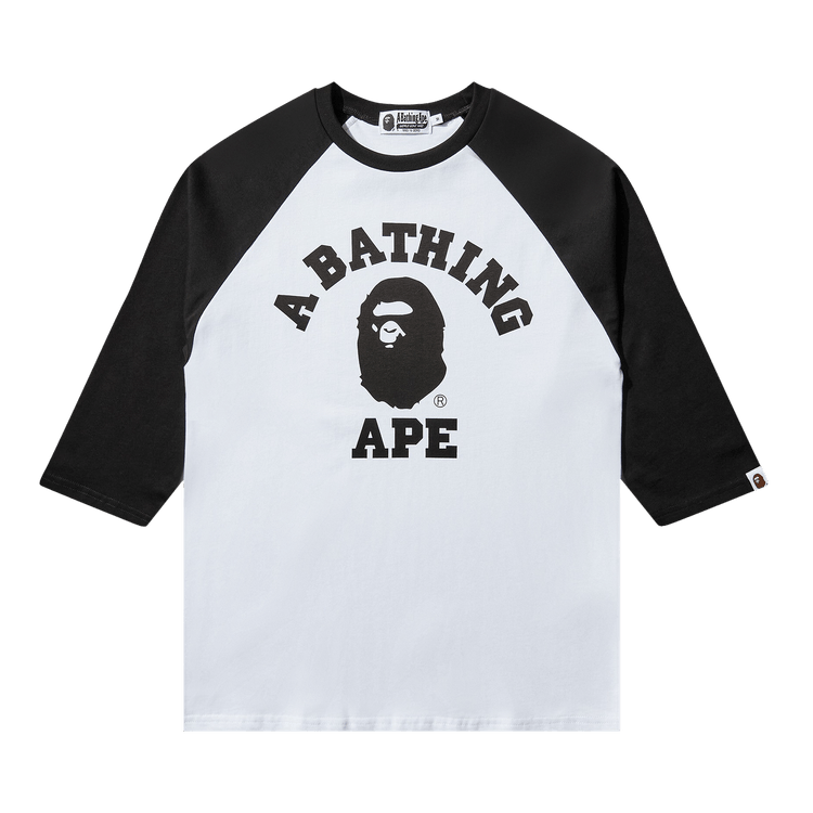 BAPE College Raglan Regular Fit Long-Sleeve Tee 'White'