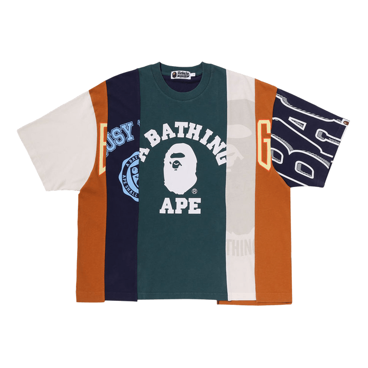 BAPE Upcycled Multi Logo Cropped Fit Tee 'Multicolor'