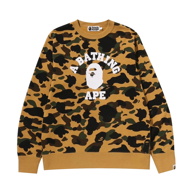 BAPE 1st Camo College Crewneck Sweatshirt 'Yellow'