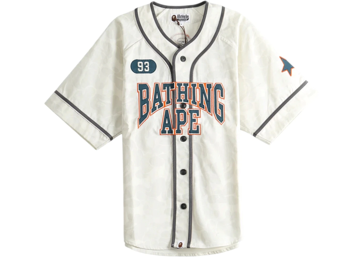 BAPE Solid Camo Multi Logo Baseball Short Sleeve Shirt Ivory