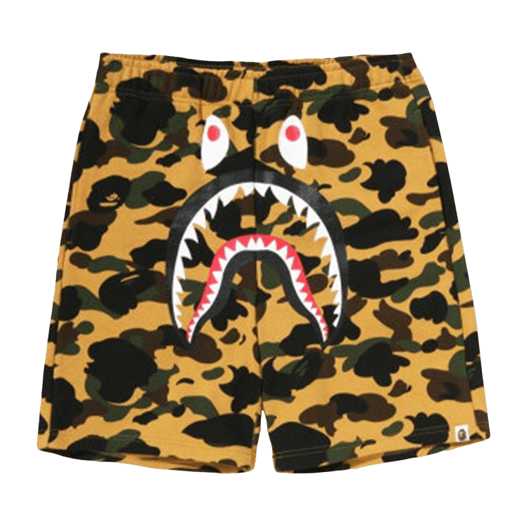 BAPE Camo Shark Sweat Shorts 'Yellow'