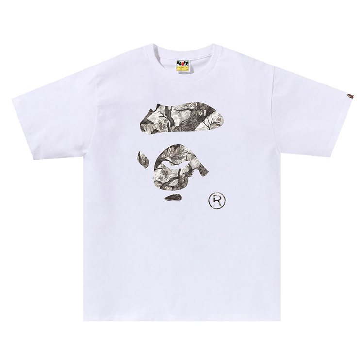 BAPE Tiger Camo Ape Face Relaxed Fit Tee 'White'