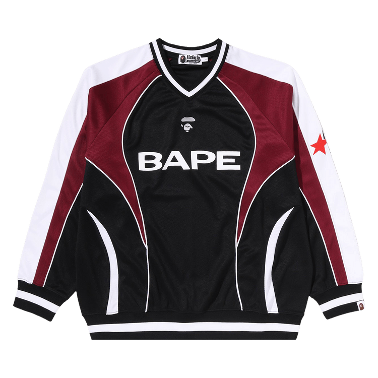 BAPE Logo Warm Up Relaxed Fit Long-Sleeve Tee 'Black'