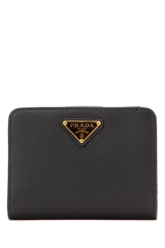 Prada Logo Plaque Bi-Fold Wallet