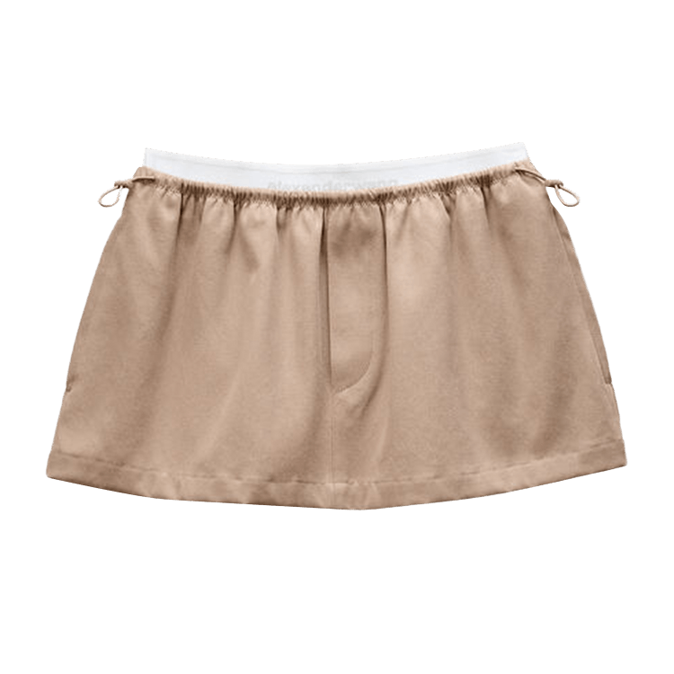 Alexander Wang Mid Rise Mini Logo Elastic Skirt 'Warm Taupe'