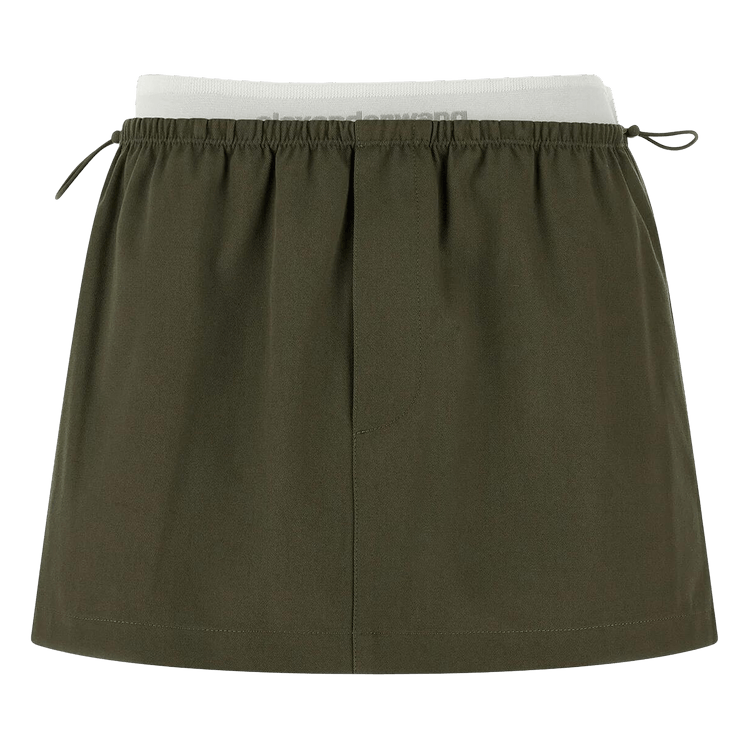 Alexander Wang Mid Rise Mini Logo Elastic Skirt 'Army Green'