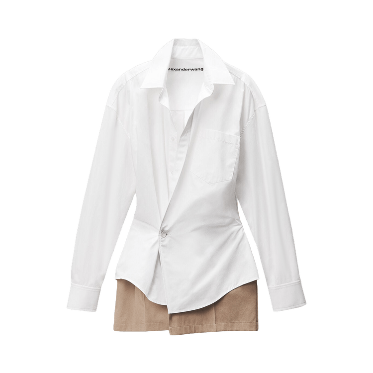 Alexander Wang Pre Styled Mini Wrap Dress with Twill 'White'