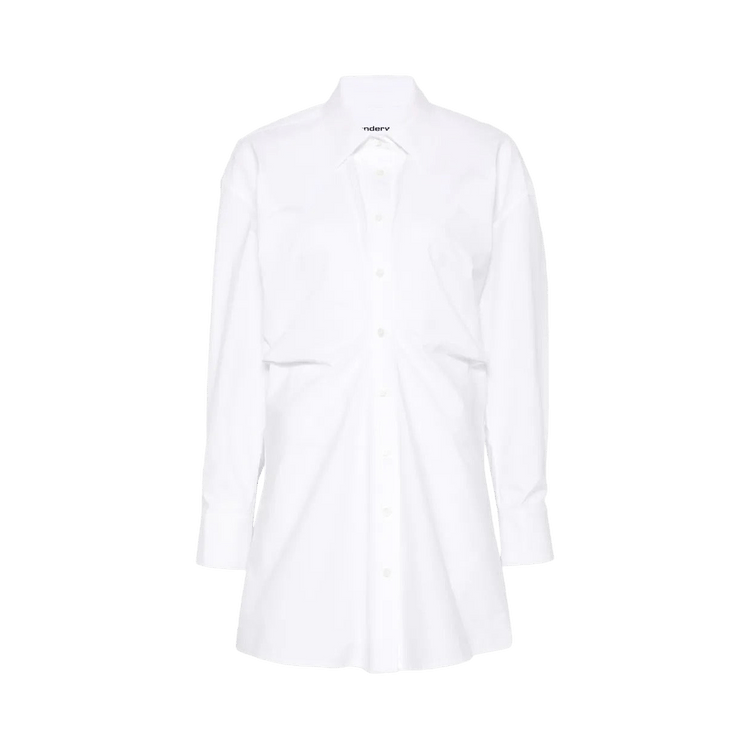 Alexander Wang Gathered Back Zipper Detail Long-Sleeve Mini Shirt Dress 'White'