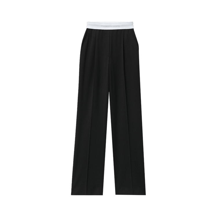 Alexander Wang Logo Elastic High Waisted Pleated Pant 'Black'