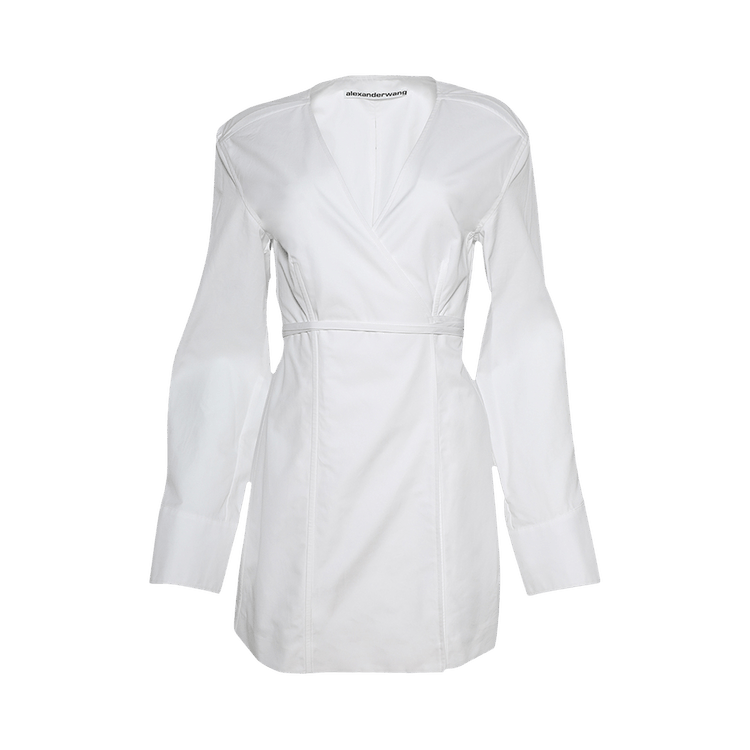 Alexander Wang Slit Tailored Shirtdress W/ Waist Tie 'White'