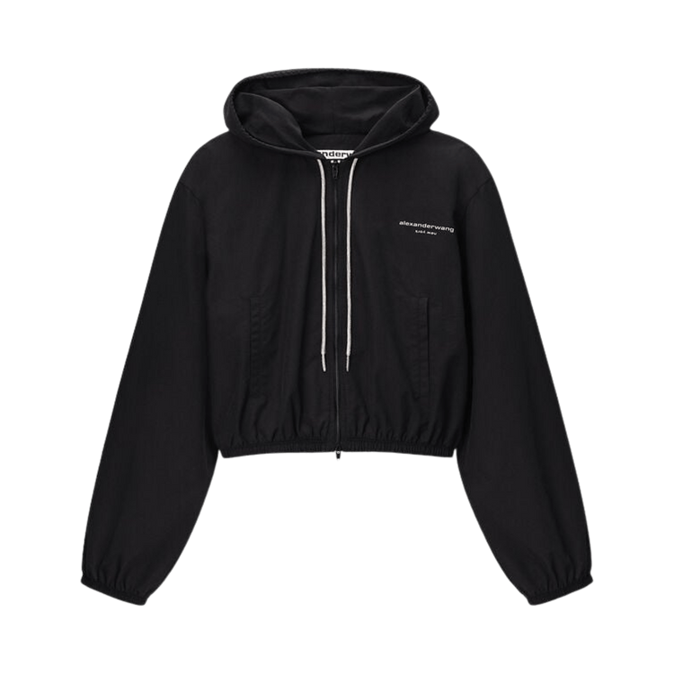 Alexander Wang Rhinestone Drawcord Shrunken Hoodie Jacket 'Black'