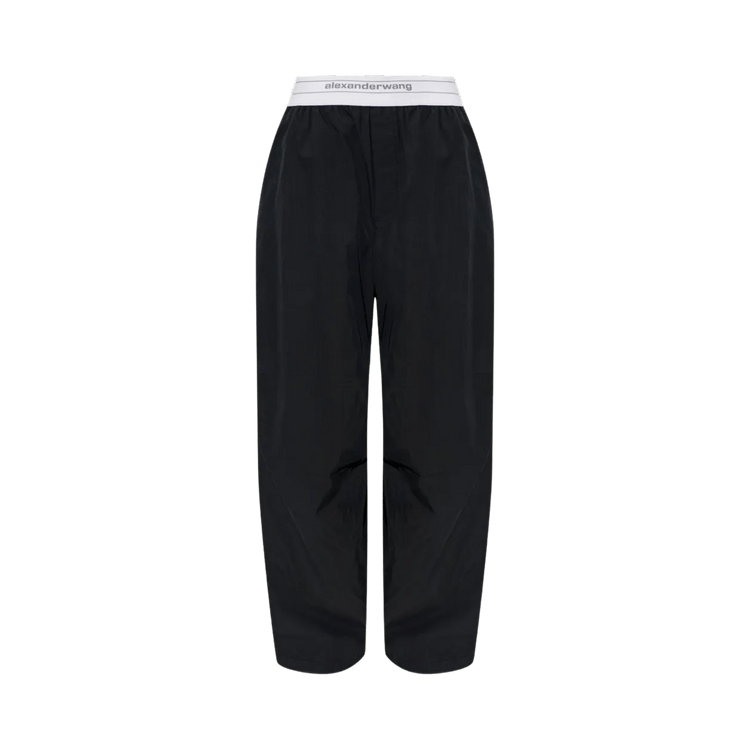 Alexander Wang Logo Elastic Mid-Rise Pleated Knee Pant 'Black'