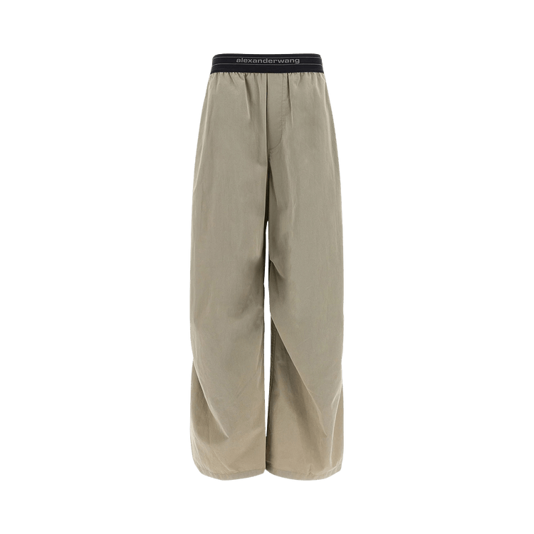 Alexander Wang Mid Rise Pleated Knee Pant W/ Logo Elastic 'Stone'