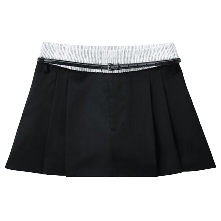 Alexander Wang Pre-Styled Boxer Mid-Rise Pleated Short 'Black/White Pinstripe'