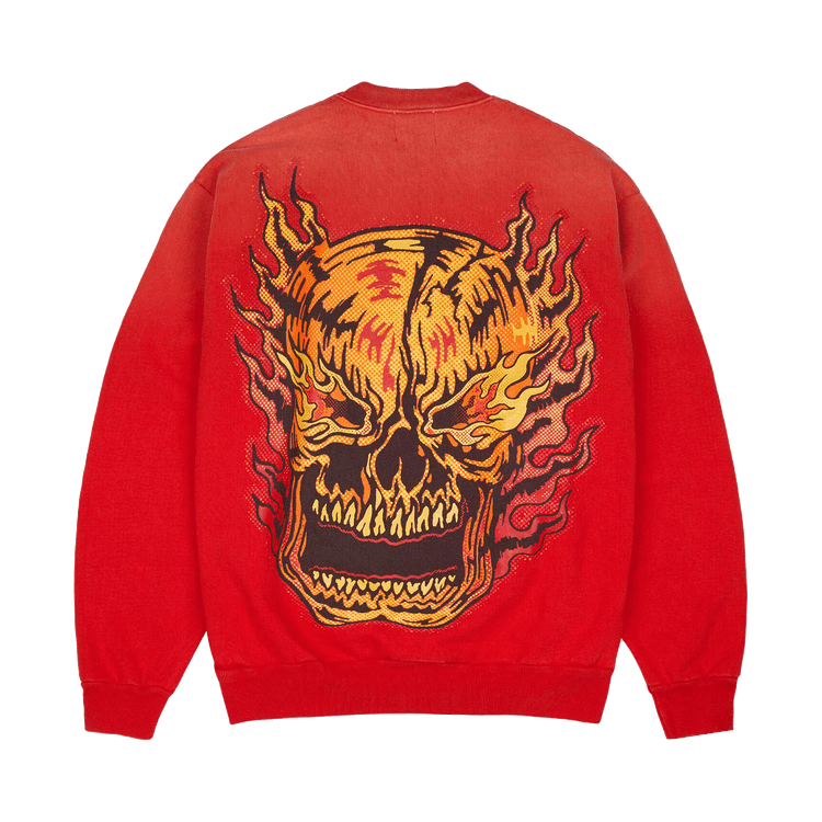 Warren Lotas Flaming Skull Crewneck 'Ferrari Red'