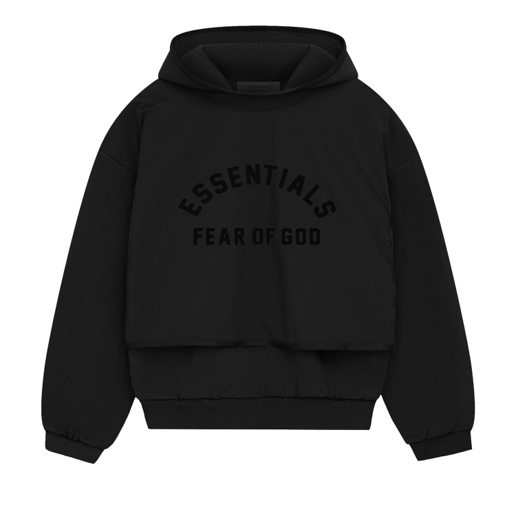 Fear of God Essentials Nylon Fleece Hooded Sweater 'Jet Black/Jet Black'