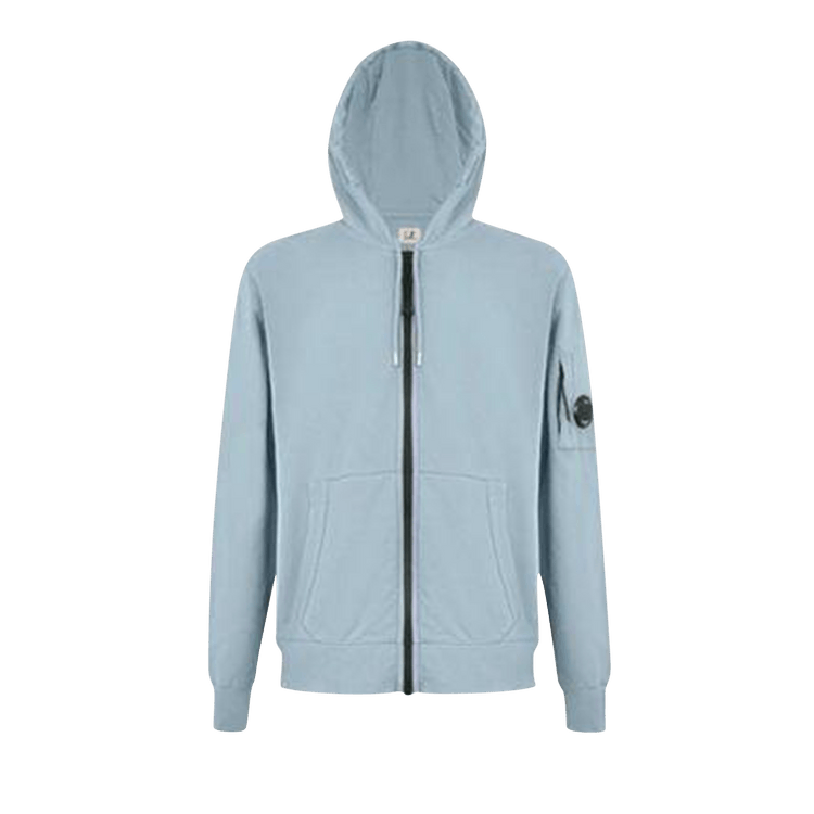C.P. Company Light Fleece Zip Hooded Lens Sweatshirt 'Silver Blue'