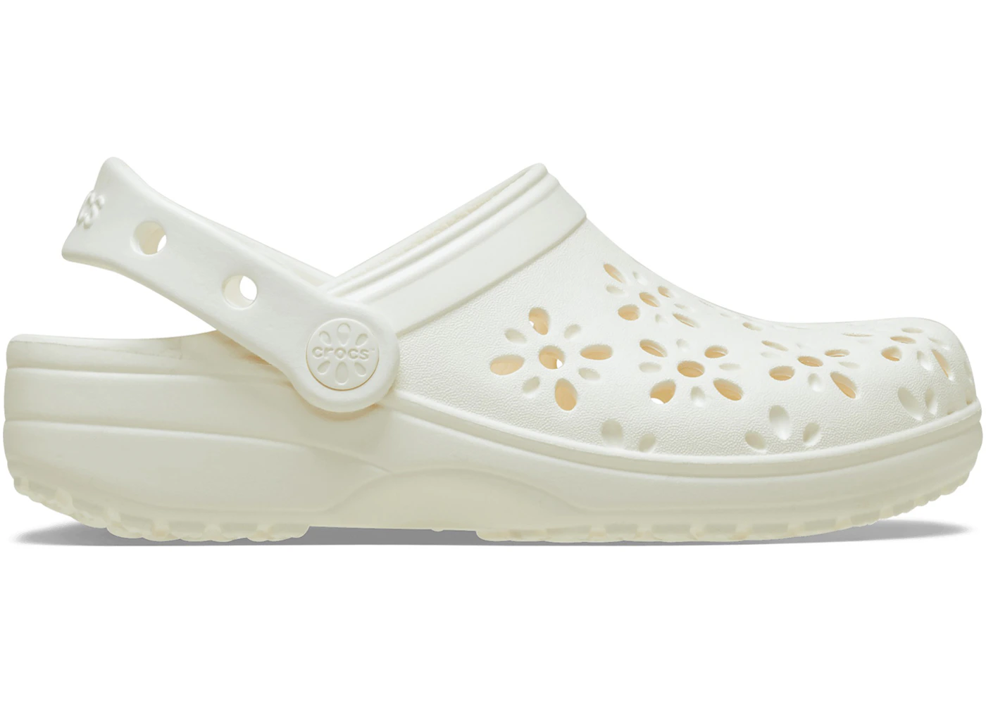 Crocs Classic Clog Floral Cut Out Chalk