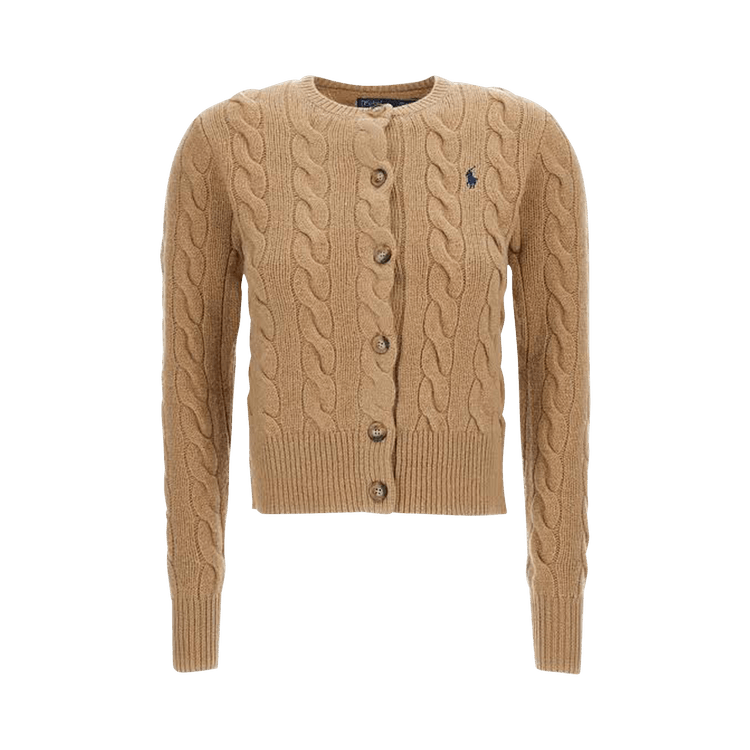 Polo Ralph Lauren Long Sleeve-Crew Neck-Cardigan-Sweater 'Camel Melange'